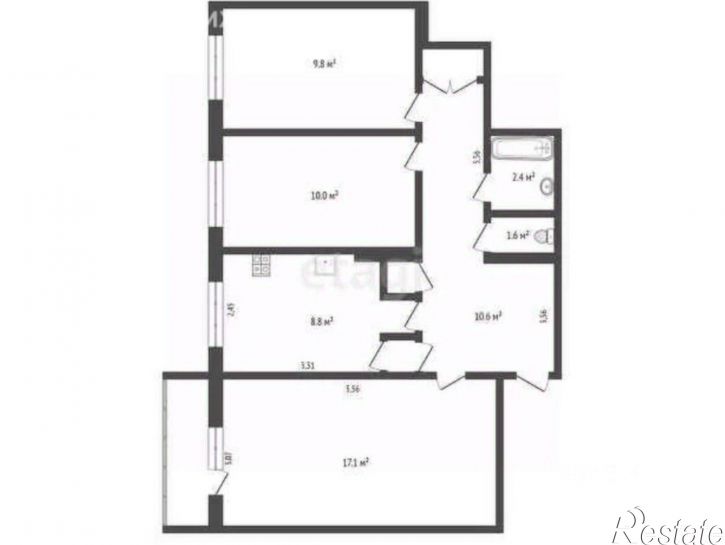 3-комн квартира улица Богдана Чижика, 2,  д. 2