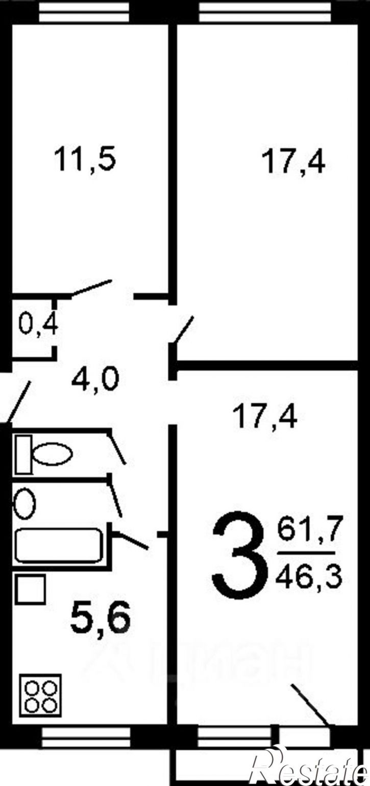 3-комн квартира ул Каландаришвили, 40/7,  д. 40/7