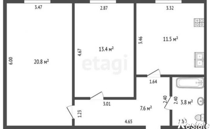2-комн квартира ул Кржижановского, 75/1,  д. 75/1