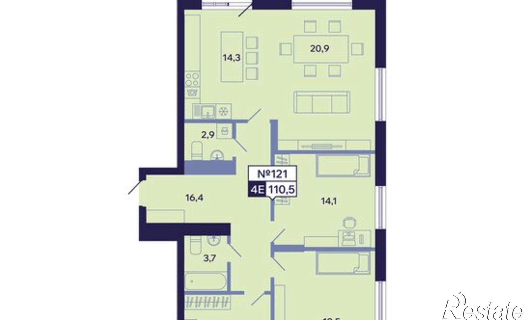 Купить квартиру за 25 415 000 рублей на ул Новопортовская, 1А/1