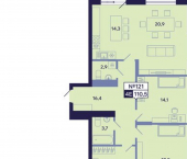 4-комн, 111 кв м, этаж 2/16 ул Новопортовская, 1А/1
