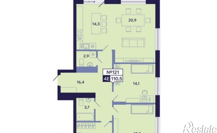 4-комн квартира в новом доме ул Новопортовская, 1А/1,  д. 1А/1