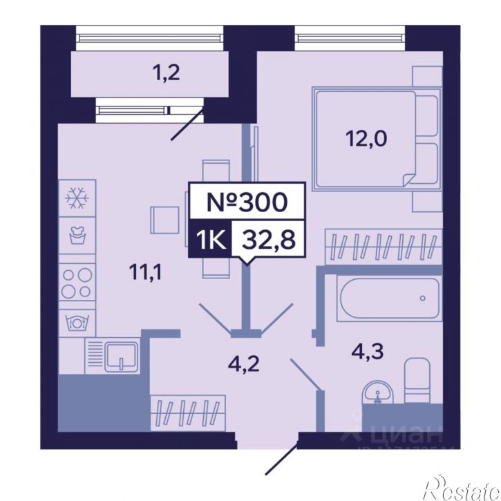 1-комн квартира в новом доме ул Новопортовская, 1А/1,  д. 1А/1