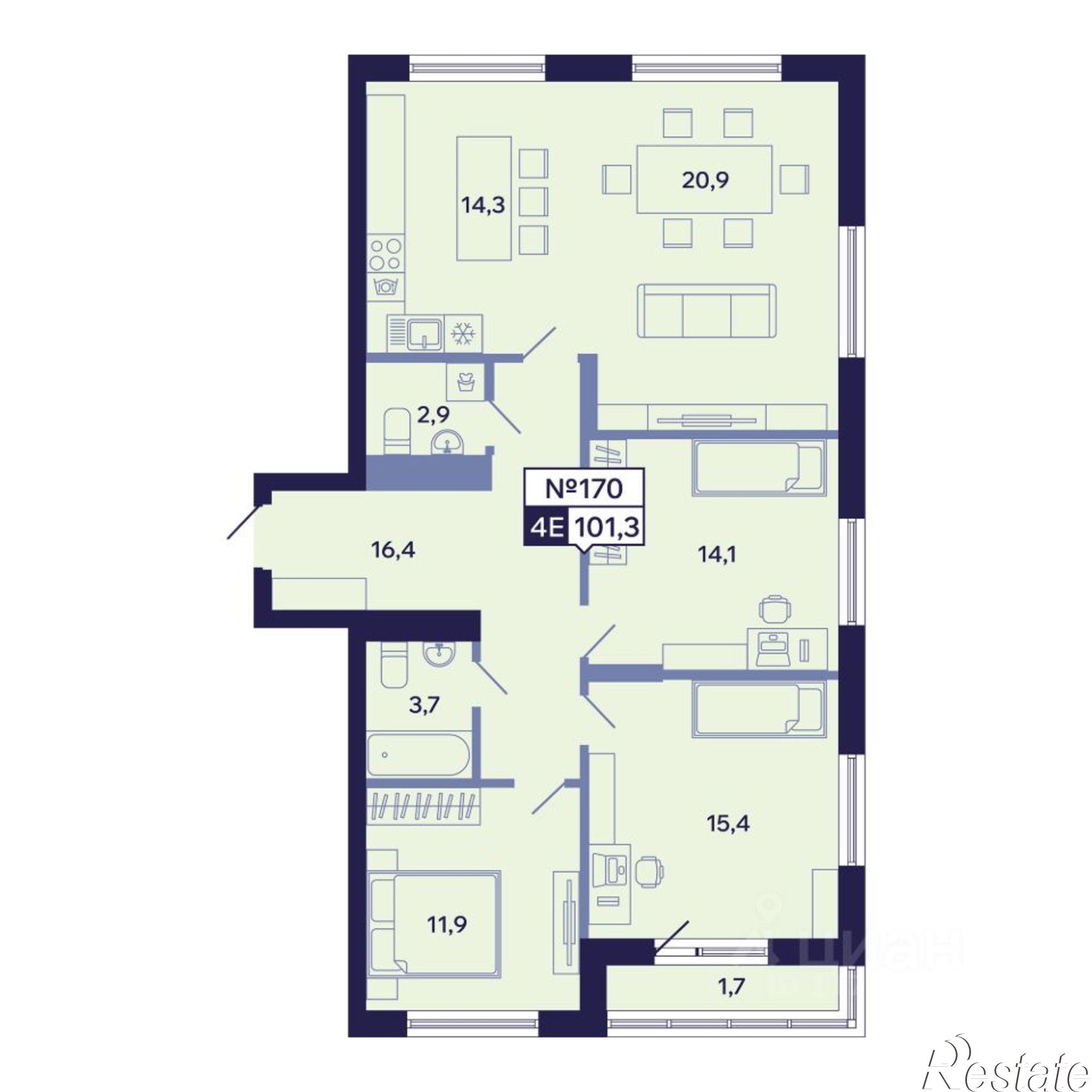 Купить квартиру за 26 338 000 рублей на ул Новопортовская, 1А/1