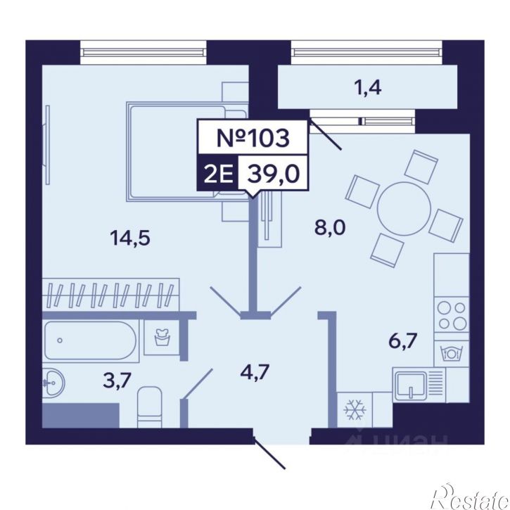 2-комн квартира в новом доме ул Новопортовская, 1А/1,  д. 1А/1