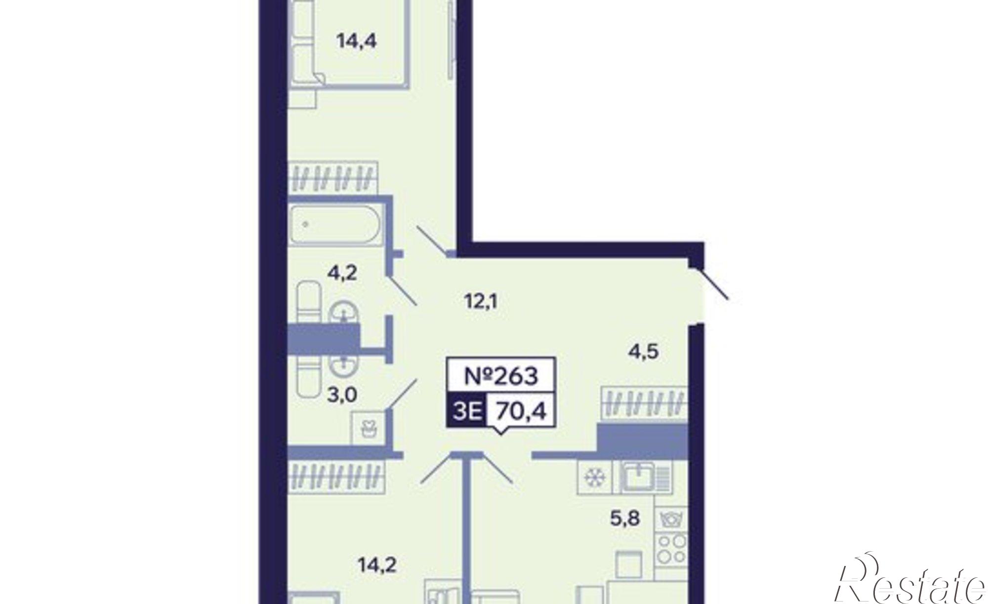 Купить квартиру за 14 361 600 рублей на ул Новопортовская, 1А/1