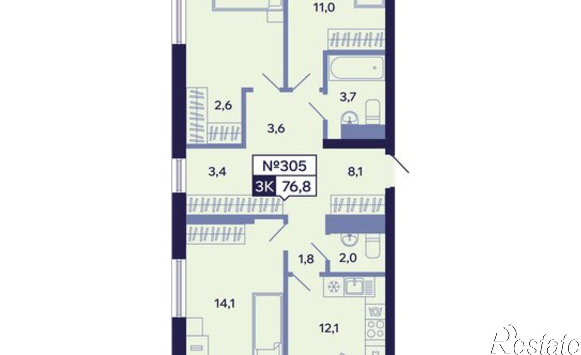 Купить квартиру за 15 283 200 рублей на ул Новопортовская, 1А/1