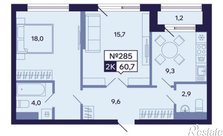 2-комн квартира в новом доме ул Новопортовская, 1А/1,  д. 1А/1