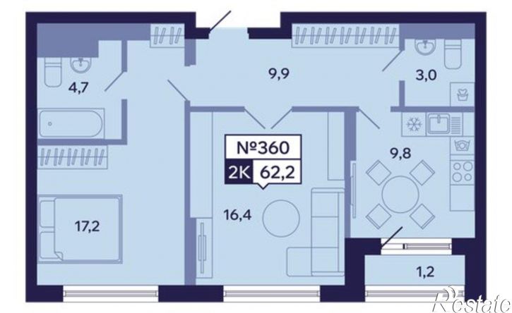 2-комн квартира в новом доме ул Новопортовская, 1А/1,  д. 1А/1