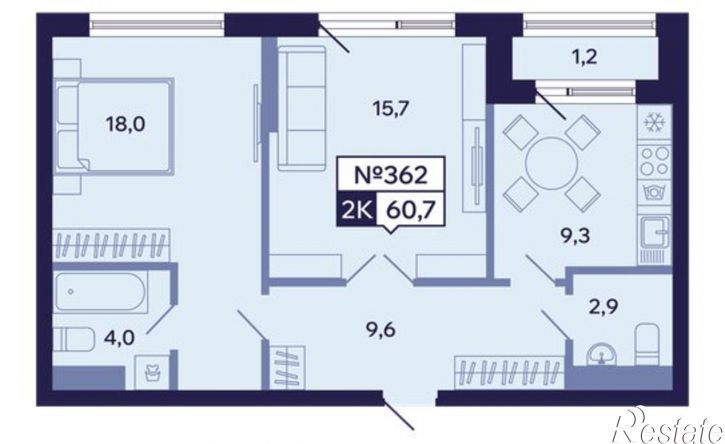 2-комн квартира в новом доме ул Новопортовская, 1А/1,  д. 1А/1