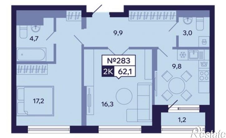 2-комн квартира в новом доме ул Новопортовская, 1А/1,  д. 1А/1