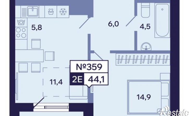 2-комн квартира в новом доме ул Новопортовская, 1А/1,  д. 1А/1