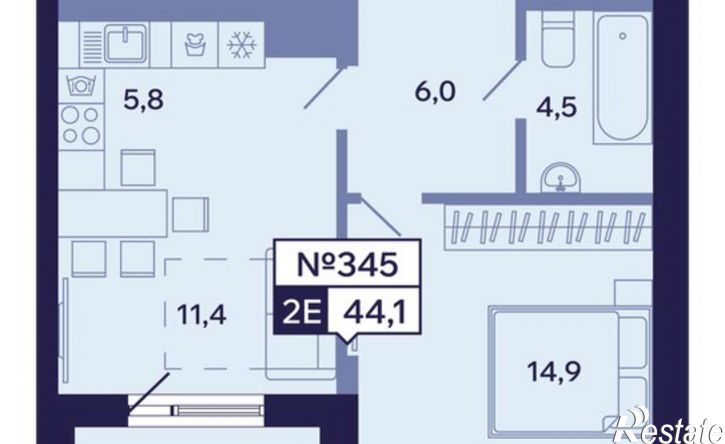 2-комн квартира в новом доме ул Новопортовская, 1А/1,  д. 1А/1