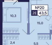 2-комн, 44 кв м, этаж 4/16 Республика Саха (Якутия), Новопортовская улица