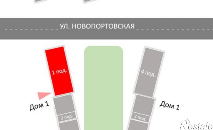 2-комн квартира в новом доме ул Новопортовская, 1А/1,  д. 1А/1