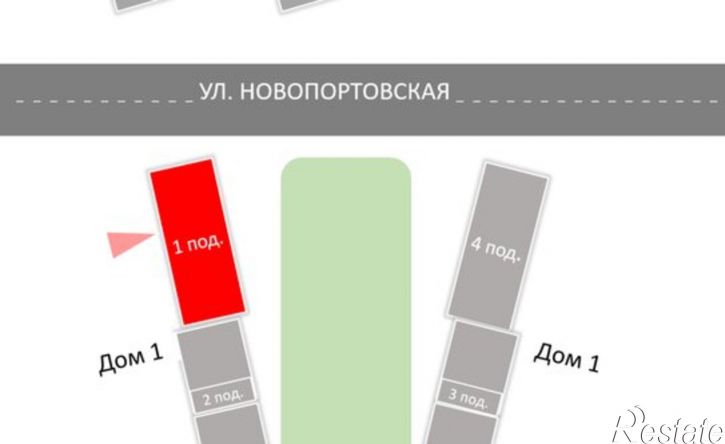 2-комн квартира в новом доме ул Новопортовская, 1А/1,  д. 1А/1