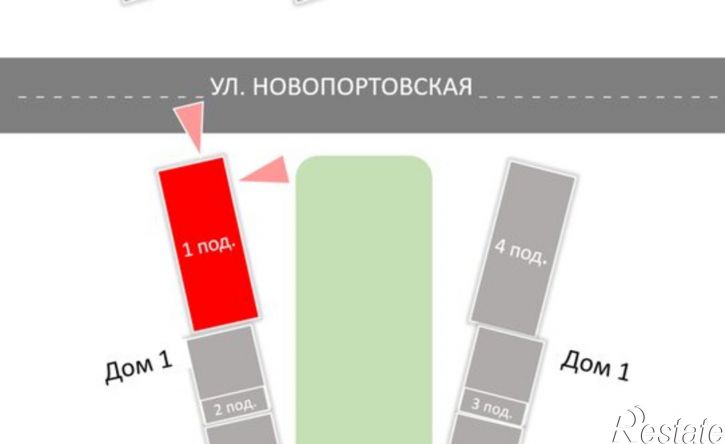 3-комн квартира в новом доме ул Новопортовская, 1А/1,  д. 1А/1