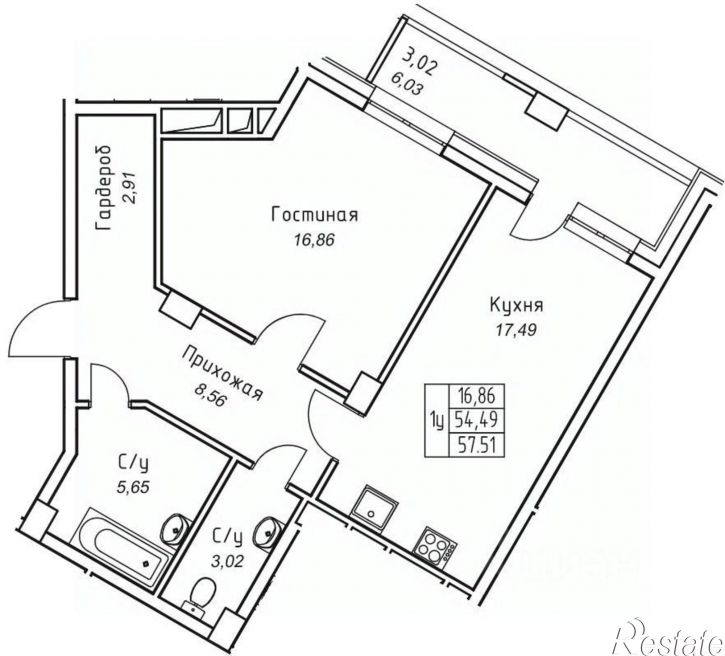 1-комн квартира в новом доме