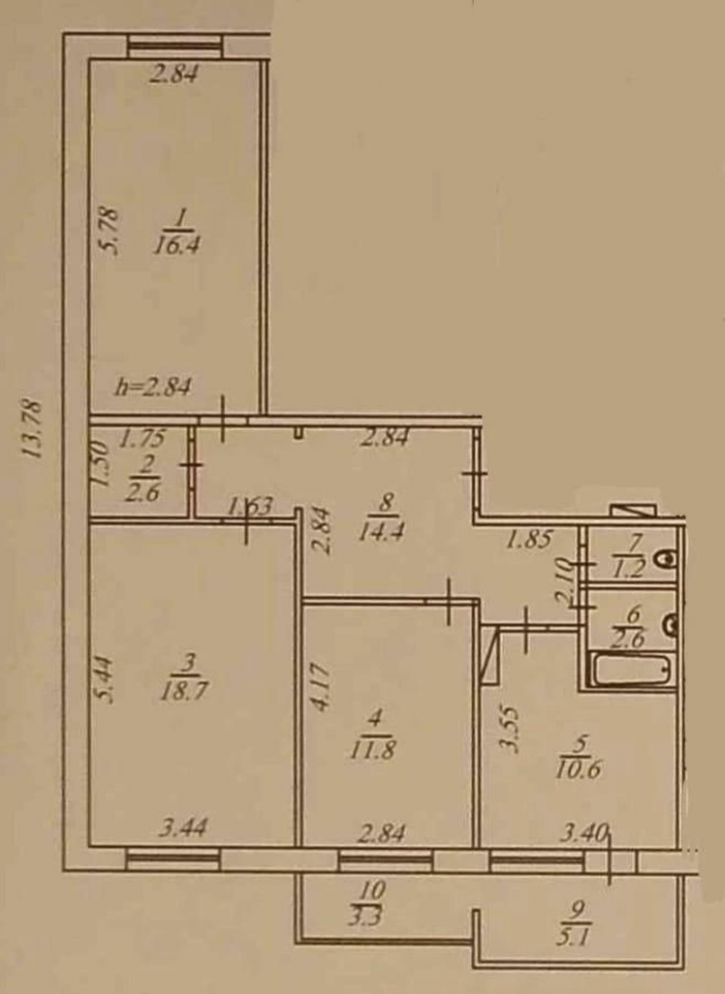 3-комн квартира Короленко, 7