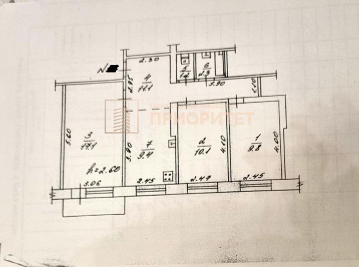 3-комн квартира Каландаришвили, 40/7