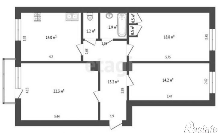3-комн квартира улица Орджоникидзе, 45/1,  д. 45/1