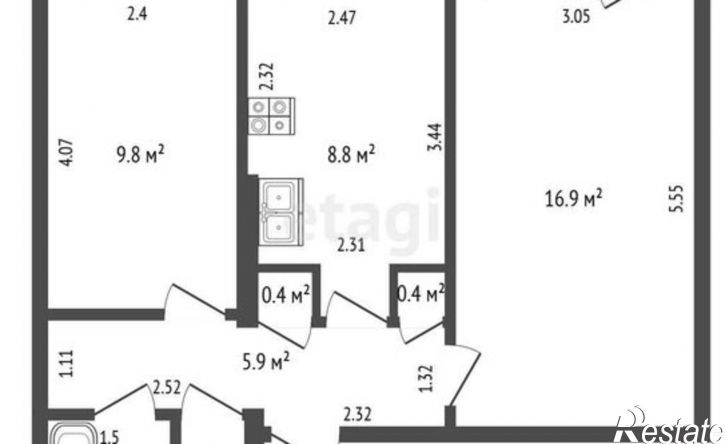 2-комн квартира улица Петра Алексеева, 21/3,  д. 21/3