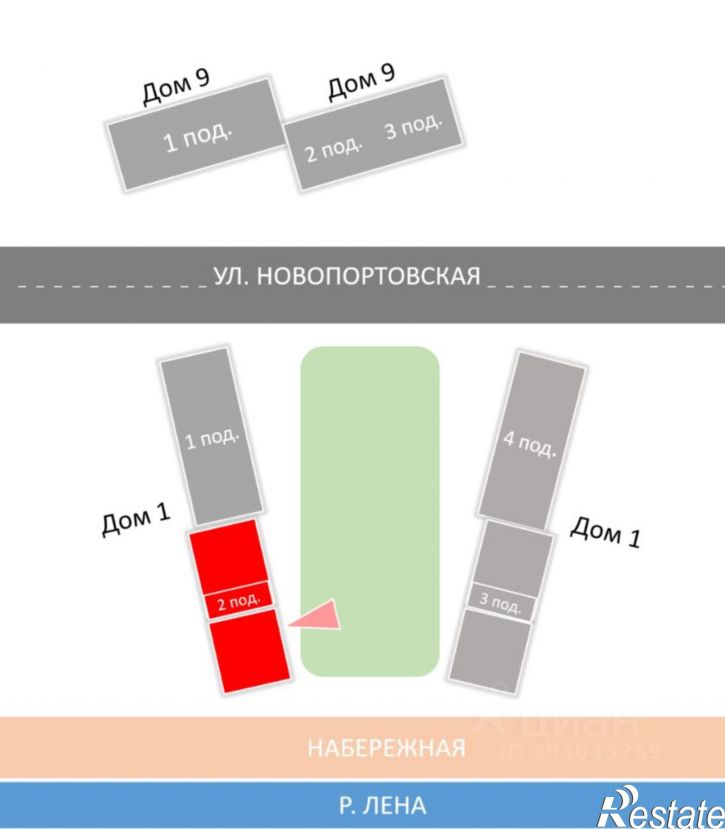 2-комн квартира в новом доме ул Новопортовская, 1А/1,  д. 1А/1
