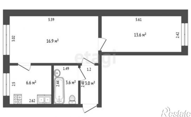 2-комн квартира ул Дзержинского, 22,  д. 22