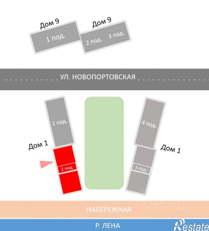 2-комн квартира в новом доме ул Новопортовская, 1А/1,  д. 1А/1
