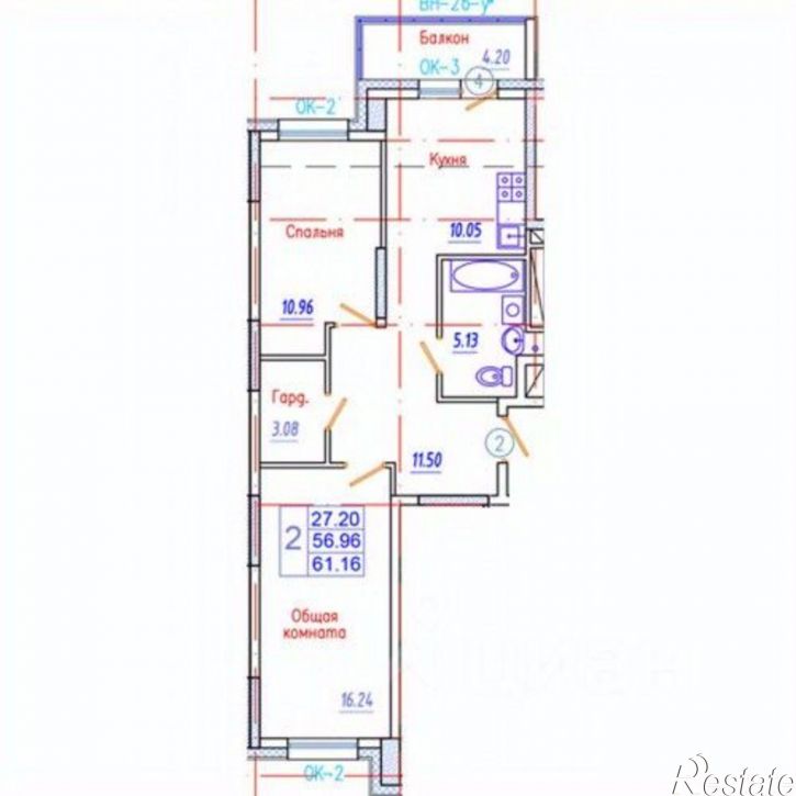 2-комн квартира в новом доме ул им. Д.Д.Красильникова, 11/2,  д. 11/2