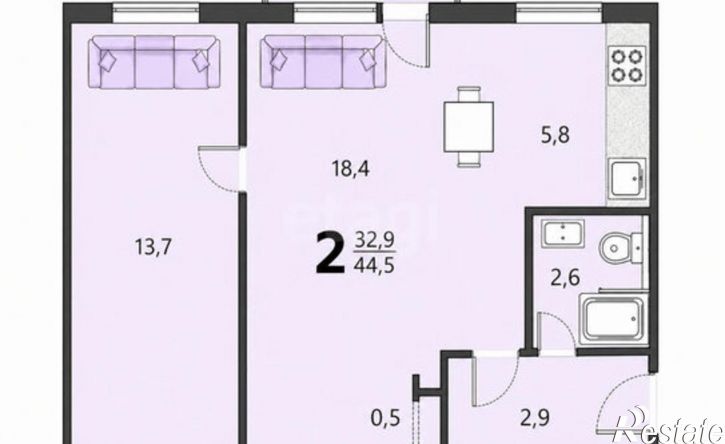 2-комн квартира ул Федора Попова, 14 1,  д. 14 1,  к. 1