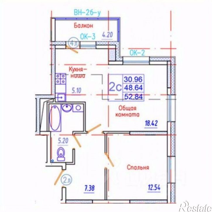 2-комн квартира в новом доме ул им. Д.Д.Красильникова, 11/2,  д. 11/2