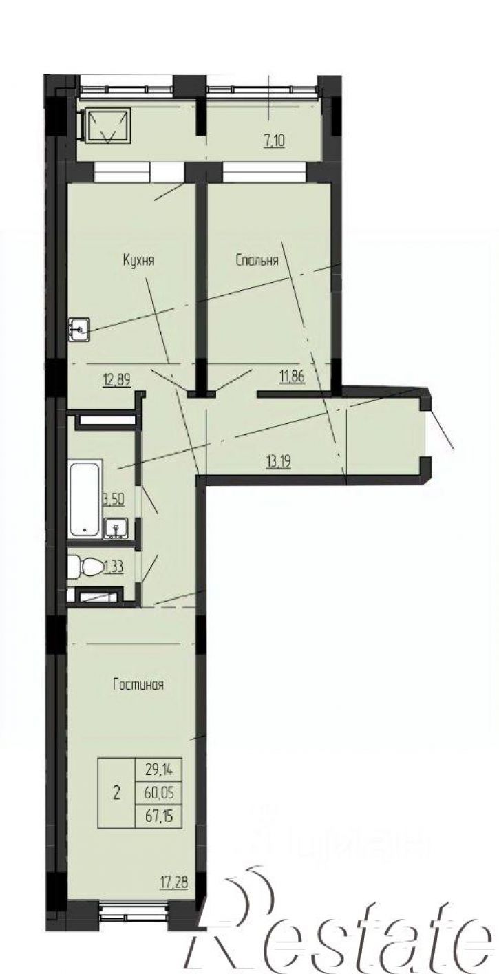 2-комн квартира в новом доме улица Чернышевского, 56/3,  д. 56/3