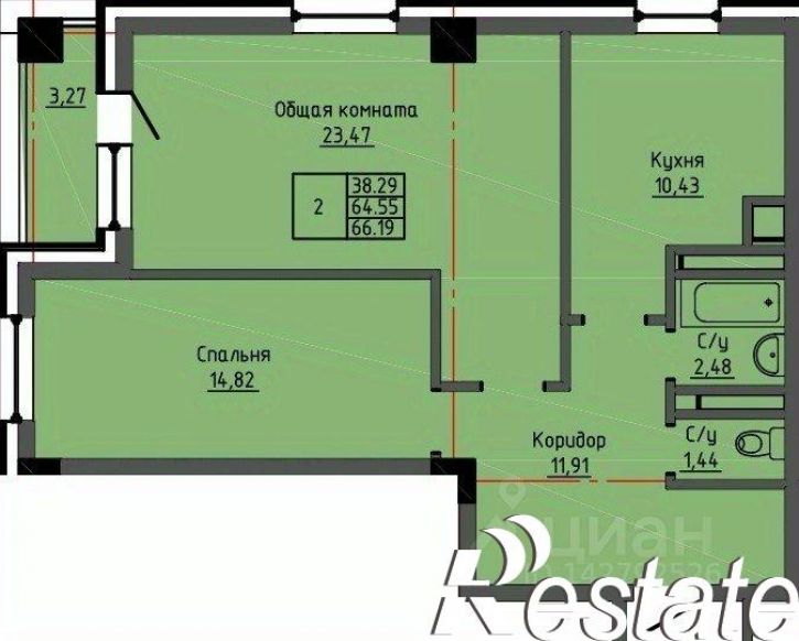 2-комн квартира в новом доме улица Лермонтова, 70/1,  д. 70/1