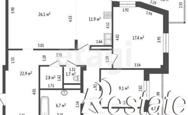 4-комн квартира улица Пушкина, 22/1,  д. 22/1