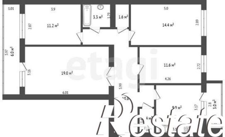 4-комн квартира улица Лермонтова, 34,  д. 34